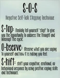 Negative self talk stopping technique infographic